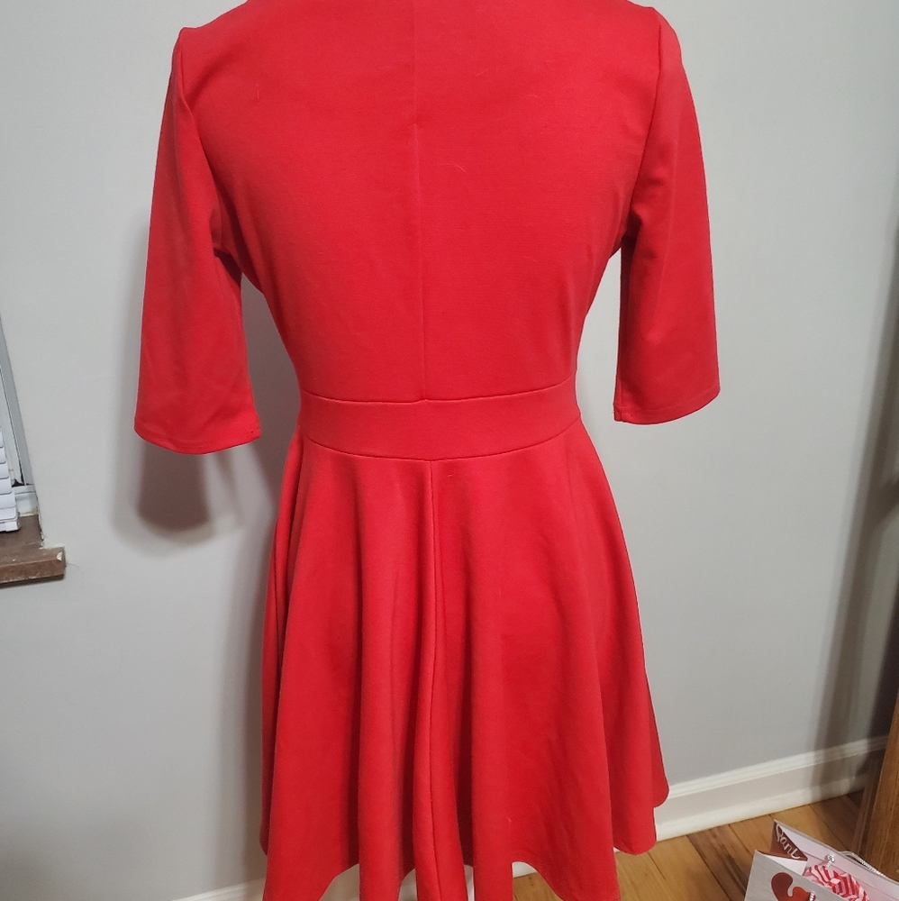 Red Fit and Flare Dress - Picture 3 of 3